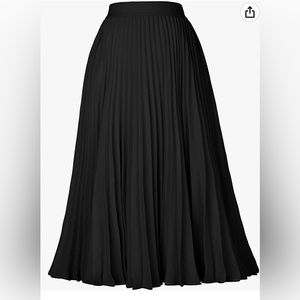 Pleated Black Midi Skirt